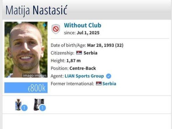 مذاکره پرسپولیس با ماتیا ناستاسیچ مدافع سابق منچسترسیتی