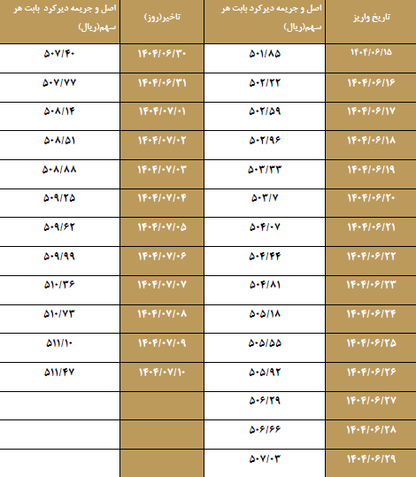 تادیه ۵۰درصد باقیمانده سرمایه شرکت  بیمه اتکایی رایا