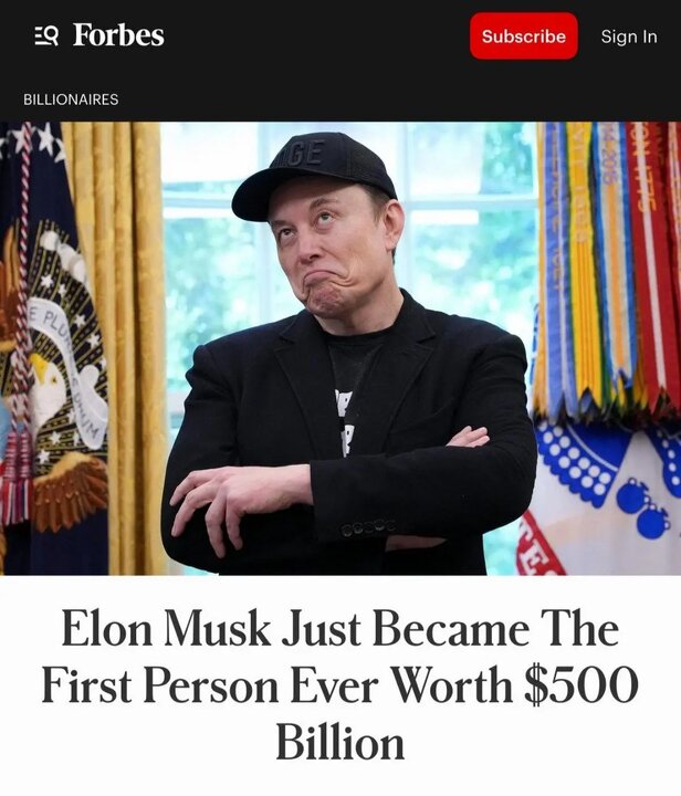 ثروت ایلان ماسک از ۵۰۰ میلیارد دلار عبور کرد