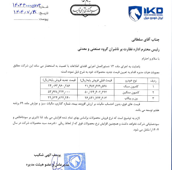 اعلام نرخ‌های جدید محصولات خاور