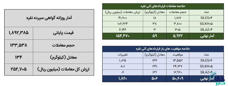 معامله ۱۹۳ کیلوگرم شمش نقره در بورس کالا
