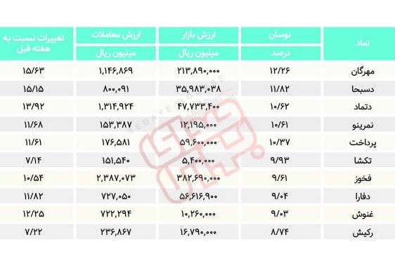 سبقت گرفتگان هفته در رالی بورس