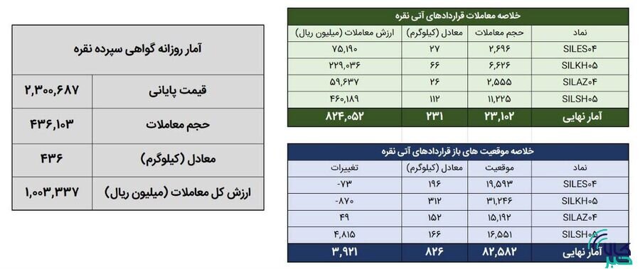 معامله ۶۶۷ کیلوگرم شمش نقره در بورس کالا