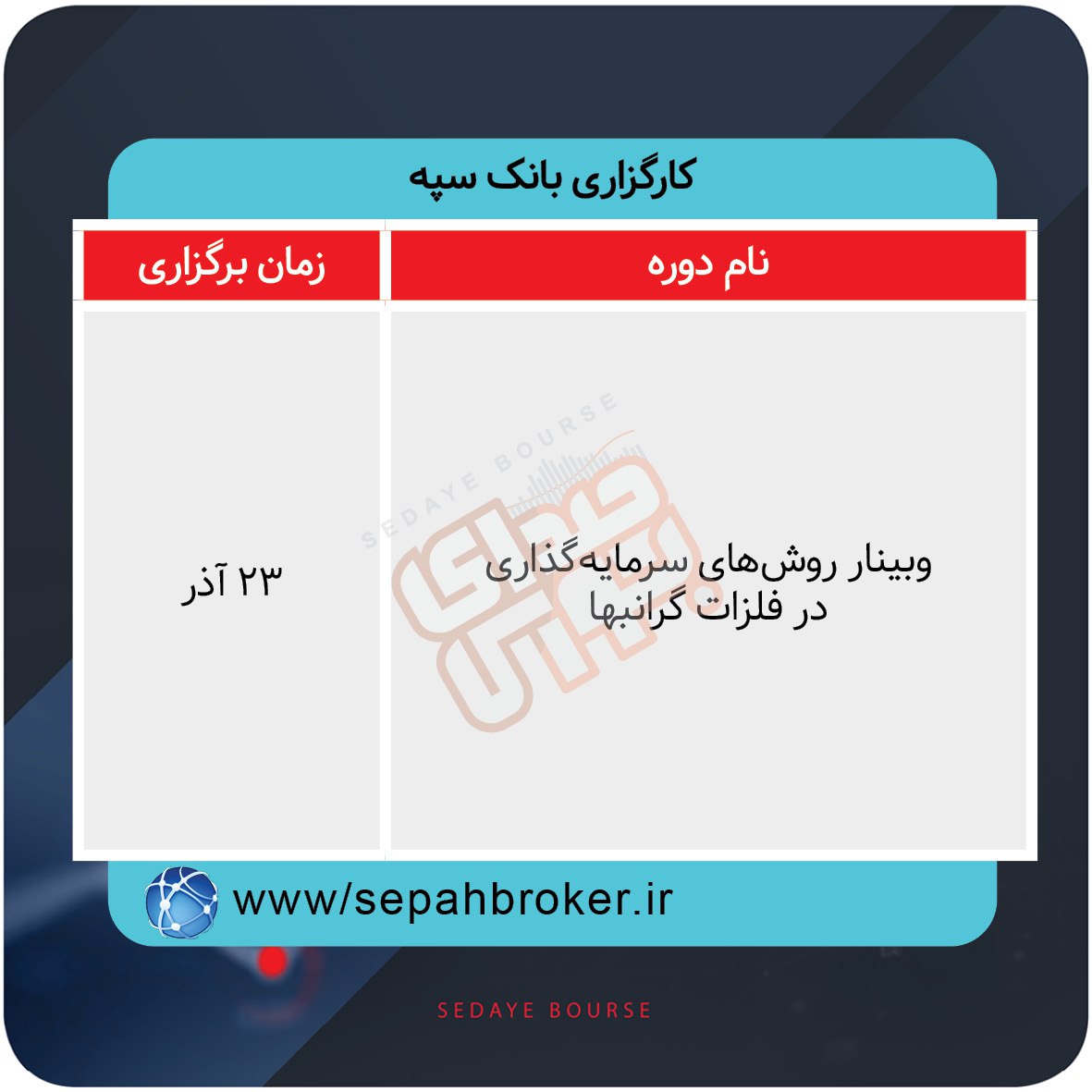 برگزاری دوره‌های آموزشی بورس