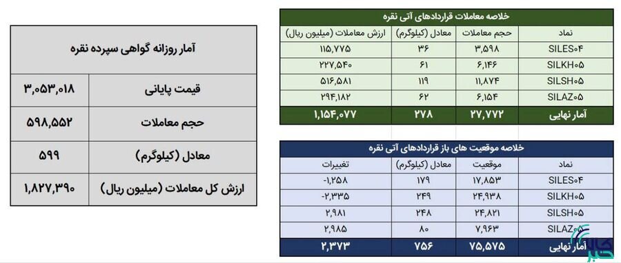 معامله ۸۷۶ کیلوگرم شمش نقره در بورس کالا