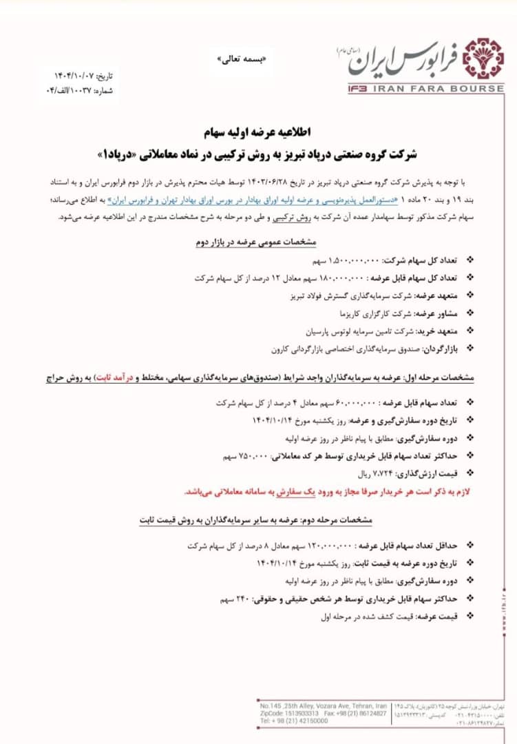 عرضه اولیه درپاد در فرابورس