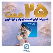 تسهیلات ازدواج و فرزندآوری بانک تجارت بالغ بر ۲۵ همت شد