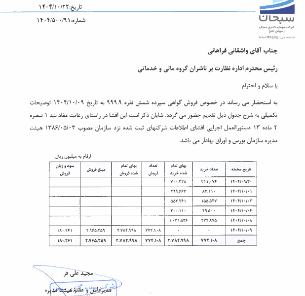 توضیحات وسبحان درباره فروش گواهی سپرده شمش نقره