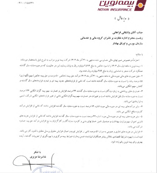 نوین زیان ۴۸۴ میلیاردی را به سود تبدیل کرد