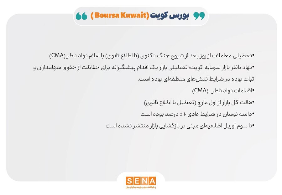 تعطیلی کامل بورس کویت در صیانت از حقوق سرمایهگذاران