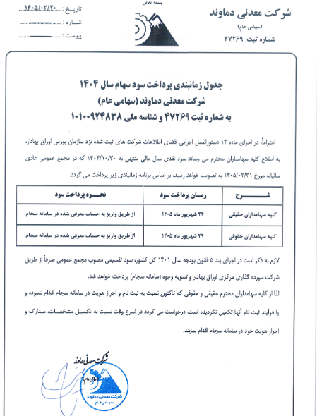 زمان واریز سود سهام کدما اعلام شد