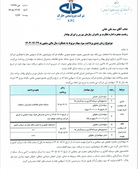 برنامه زمانبندی واریز سود شخارک اعلام شد