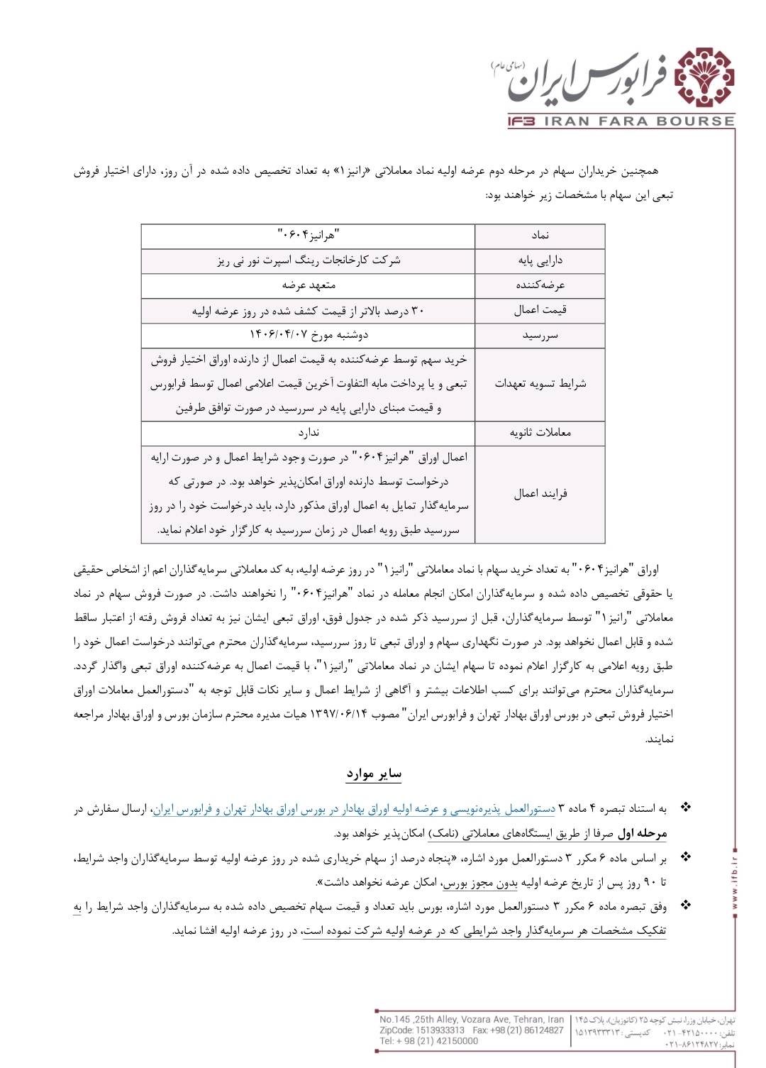 جزئیات عرضه اولیه رانیزا اعلام شد