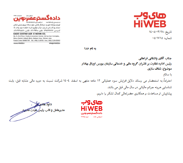 شفافسازی هایوب درباره تغییرات سود و زیان