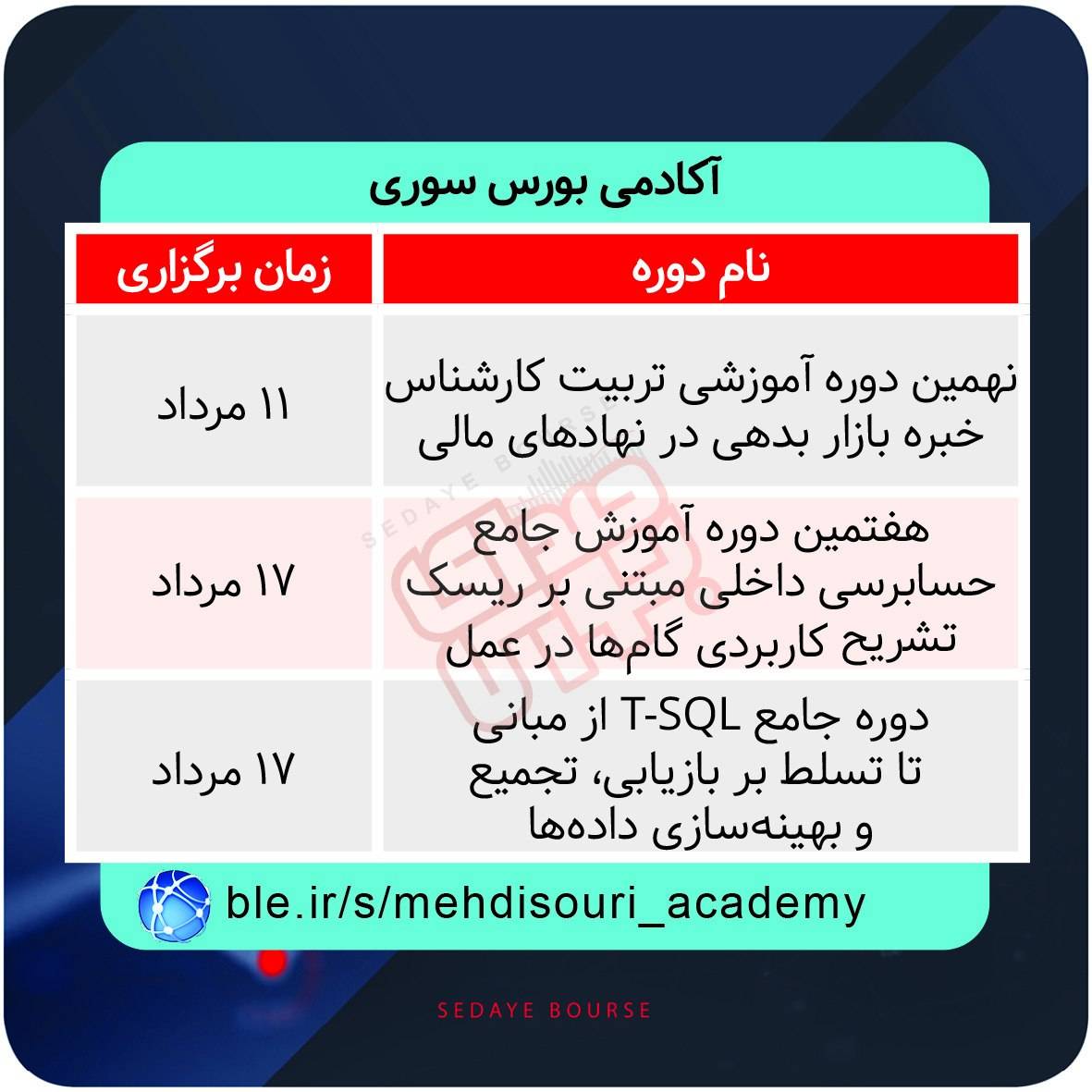 برگزاری دورههای آموزشی بازار سرمایه