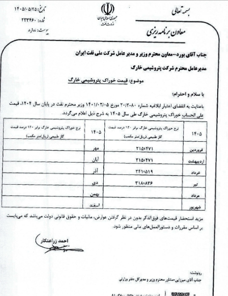 نرخ خوراک شخارک برای چهار ماه نخست سال ۱۴۰۵ ابلاغ شد