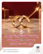 پرداخت تسهیلات ازدواج بانک پارسیان به حدود ۱۱ هزار و ۵۰۰ عروس و داماد در نیمه نخست سال ۱۴۰۵